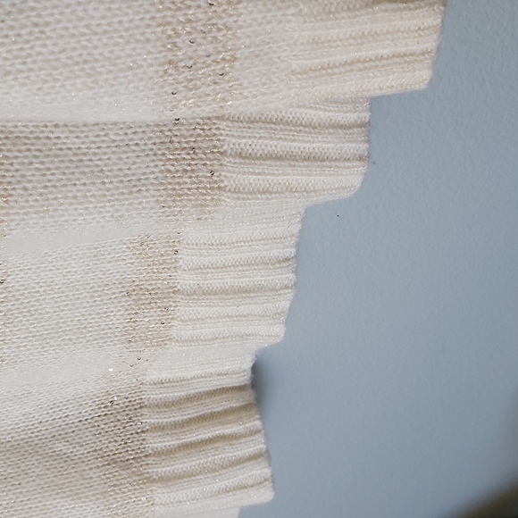 Apt 9 cream knit fuzzy sequin striped sweater XL - Picture 4 of 7